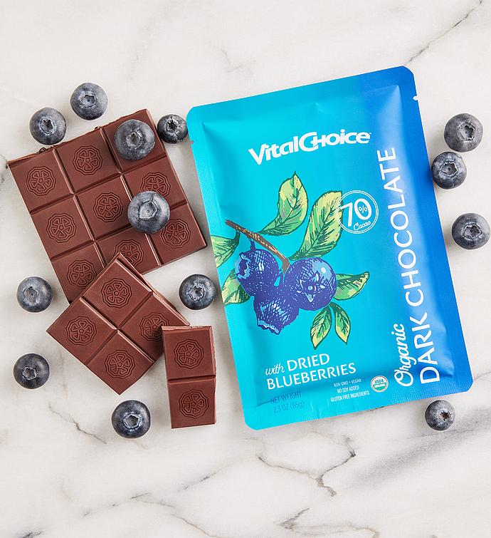 Organic Dark Chocolate with Dried Blueberries   4 Pack