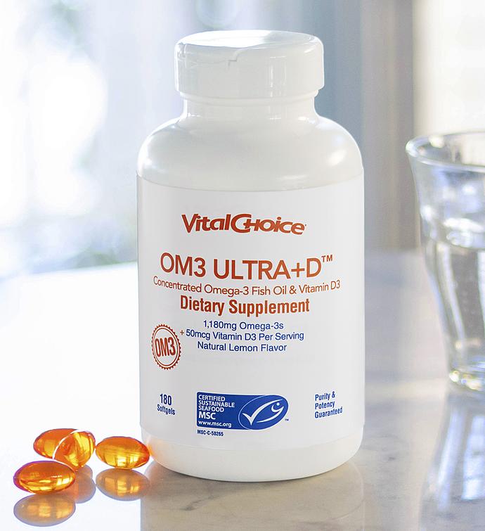 MSC OM3 Ultra+D™ Concentrated Omega 3 Fish Oil and Vitamin D3 Dietary Supplement