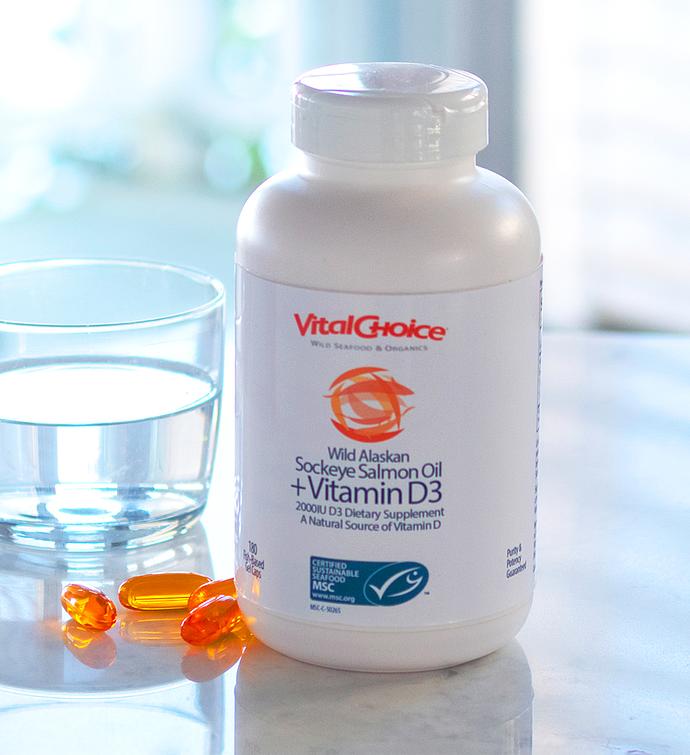 MSC Wild Alaskan Sockeye Salmon Oil + Vitamin D3 - NSF Certified for Sport® 